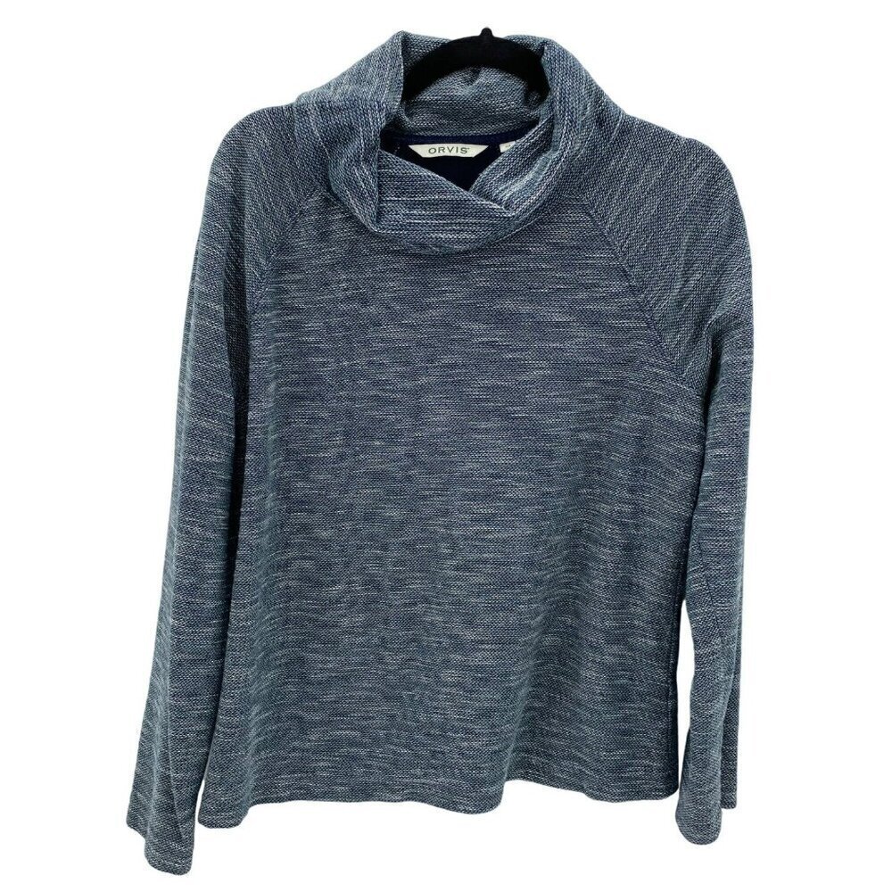 Orvis Cowl Neck Blue Sweater Women's Size M